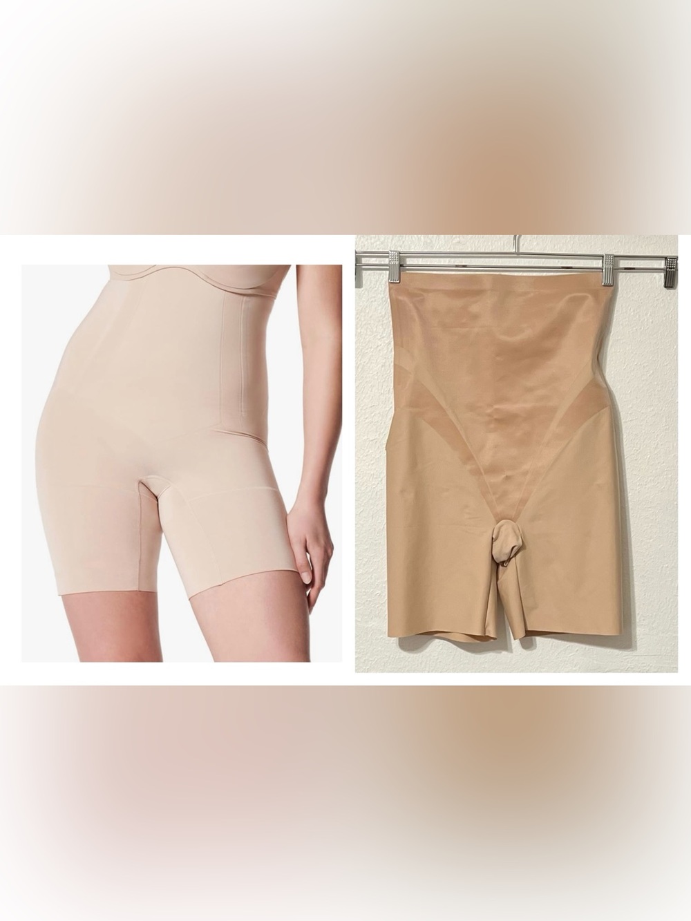 SPANX Sculpting High-Waist Shaping Shorts in Nude Tan Bone in for more support